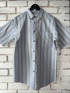 Ralph Lauren stripe button down tee with collar 90s preppy longsleeve